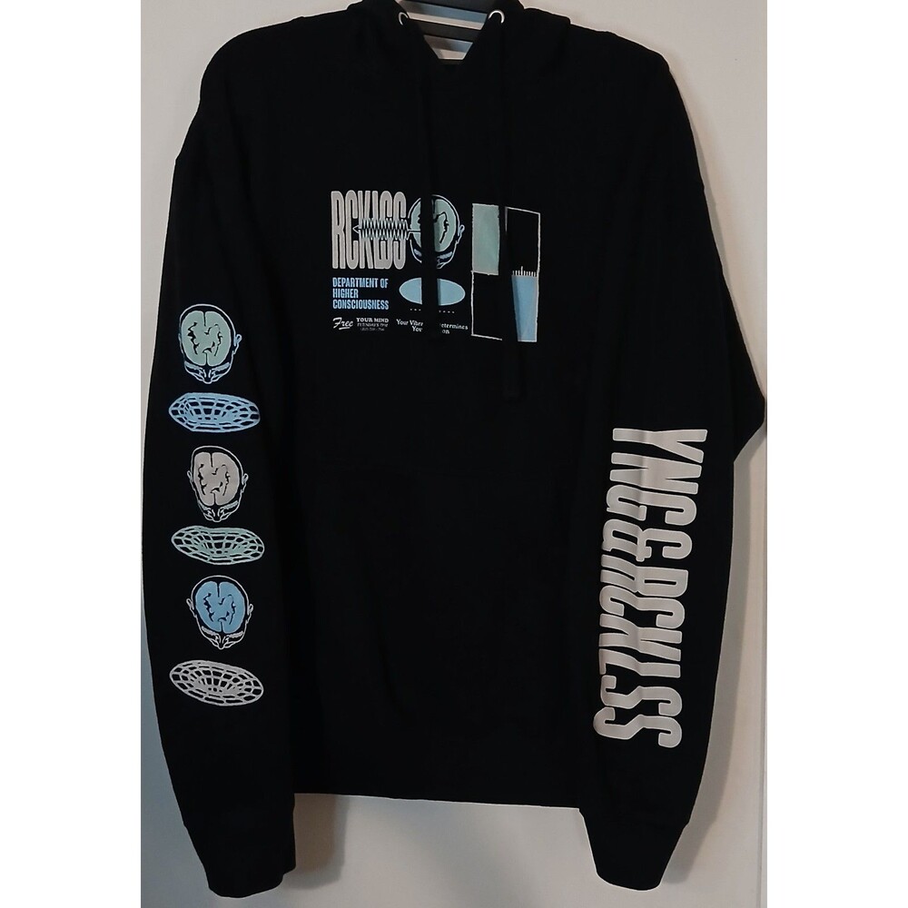 Young & Reckless Hoodie Mens M Department Higher Consciousness Graphic Black